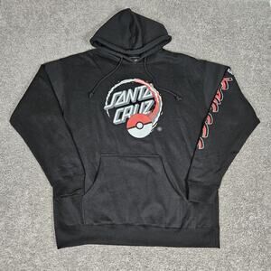 Pokemon X Santa Cruz Skateboards Hoodie Mens XL Black Pokeball 2023 Game Cartoon